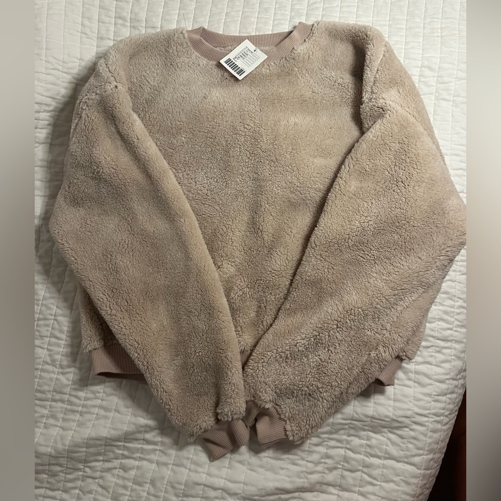 BDG Tan Fuzzy Crew Neck Sweater